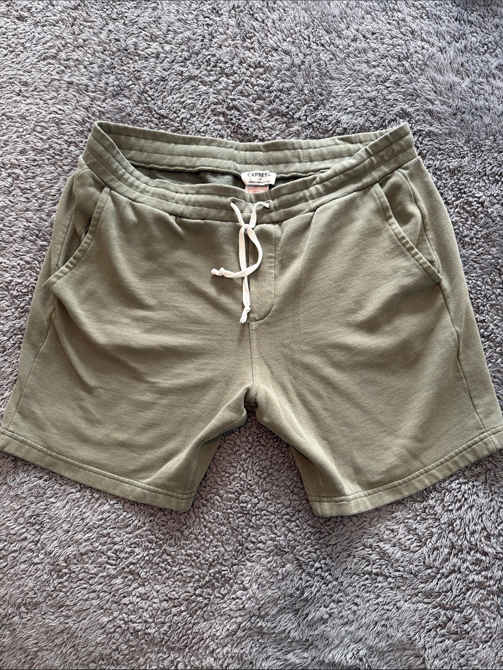 Express Olive Green Drawstring Athletic Shorts